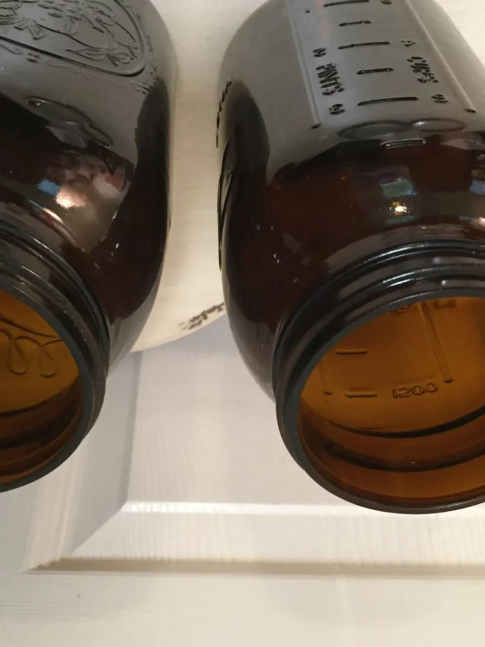 Set of 2 BALL 1.5 Quart Amber Canning Jars 6 Cups 9.25” Tall JUMBO